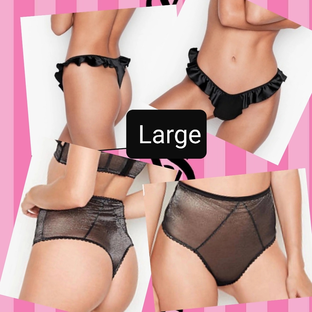 🖤 2 NWT VS PANTIES THONGS BLACK L